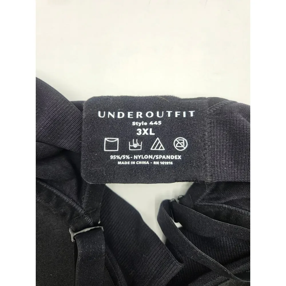 Underoutfit Adjustable Comfort Bra‎ Lace Straps #445 3XL Black NWT + Extender